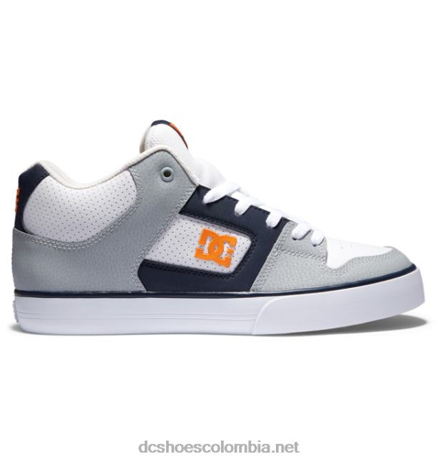 zapatos de caña media pure mid para hombre blanco/gris/naranja DC Shoes X4RB0188