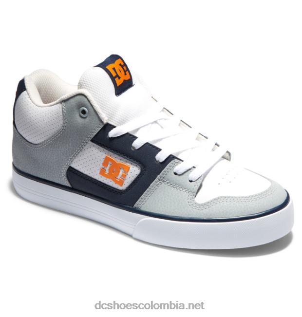 zapatos de caña media pure mid para hombre blanco/gris/naranja DC Shoes X4RB0188