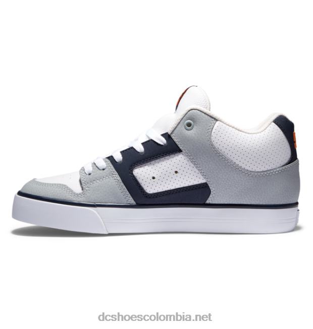 zapatos de caña media pure mid para hombre blanco/gris/naranja DC Shoes X4RB0188