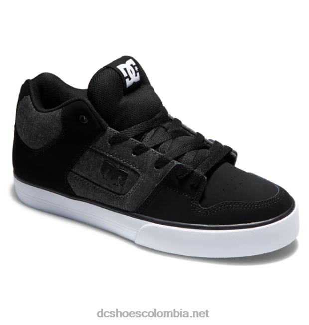 zapatos de caña media pure mid para hombre negro/armadura DC Shoes X4RB088