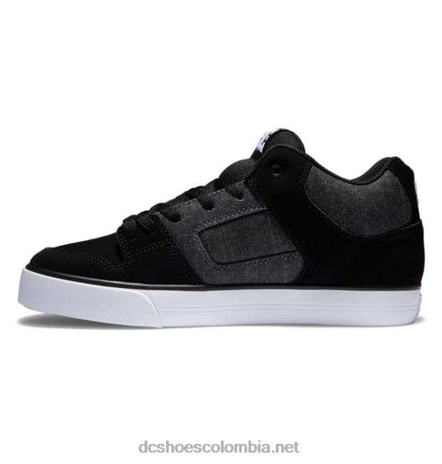 zapatos de caña media pure mid para hombre negro/armadura DC Shoes X4RB088