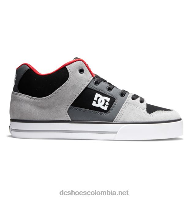 zapatos de caña media pure mid para hombre negro/gris/rojo DC Shoes X4RB0285