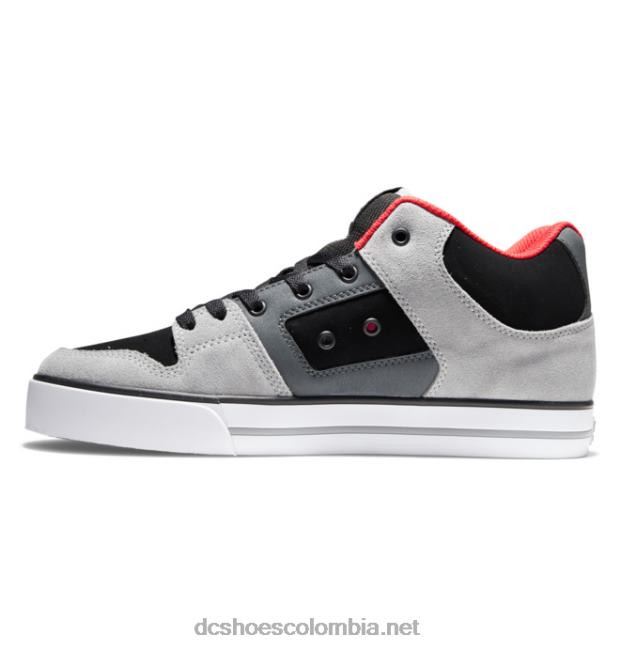 zapatos de caña media pure mid para hombre negro/gris/rojo DC Shoes X4RB0285