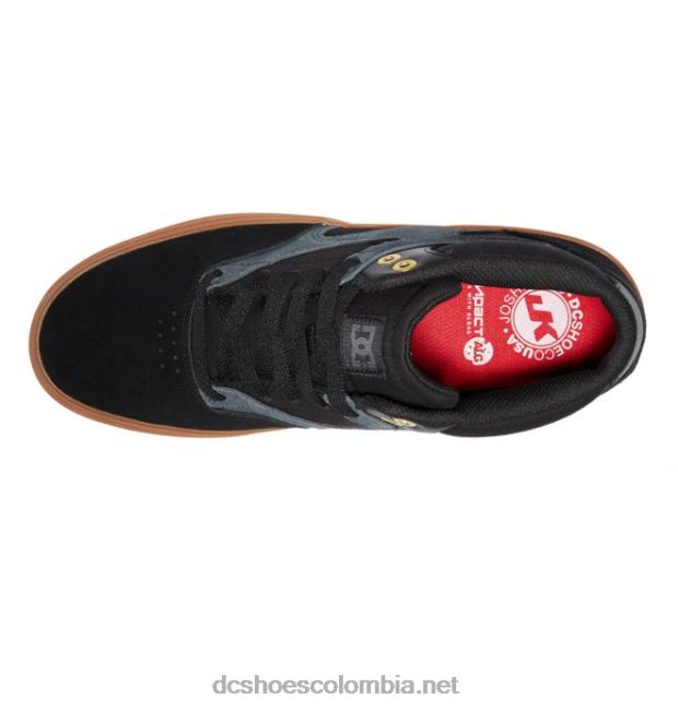 zapatos de skate de caña media kalis vulc para hombre negro/goma DC Shoes X4RB0177
