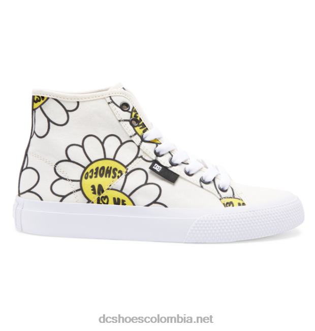 zapatos de lona altos manuales hi para mujer blanco/negro/flor DC Shoes X4RB0470