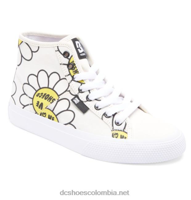 zapatos de lona altos manuales hi para mujer blanco/negro/flor DC Shoes X4RB0470