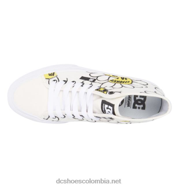 zapatos de lona altos manuales hi para mujer blanco/negro/flor DC Shoes X4RB0470