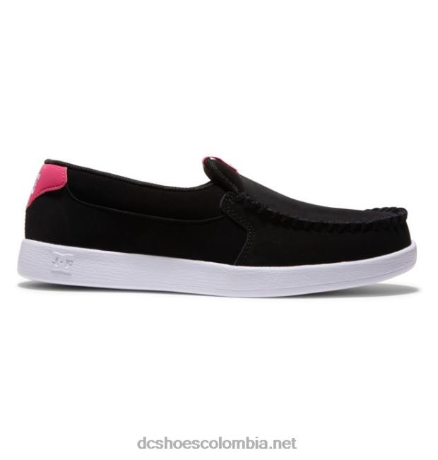 zapatos sin cordones de villano para mujer negro/rosa loco DC Shoes X4RB0432