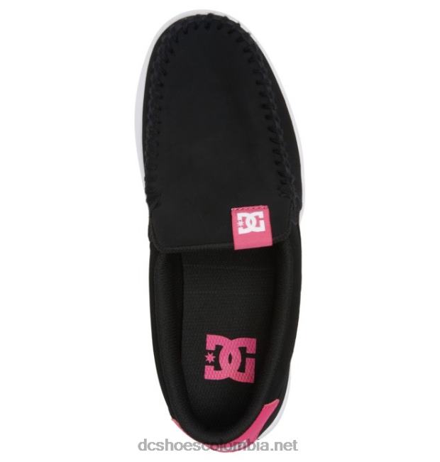 zapatos sin cordones de villano para mujer negro/rosa loco DC Shoes X4RB0432