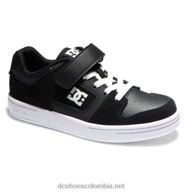zapatos manteca 4 niños cordones elasticos blanco negro DC Shoes X4RB0572