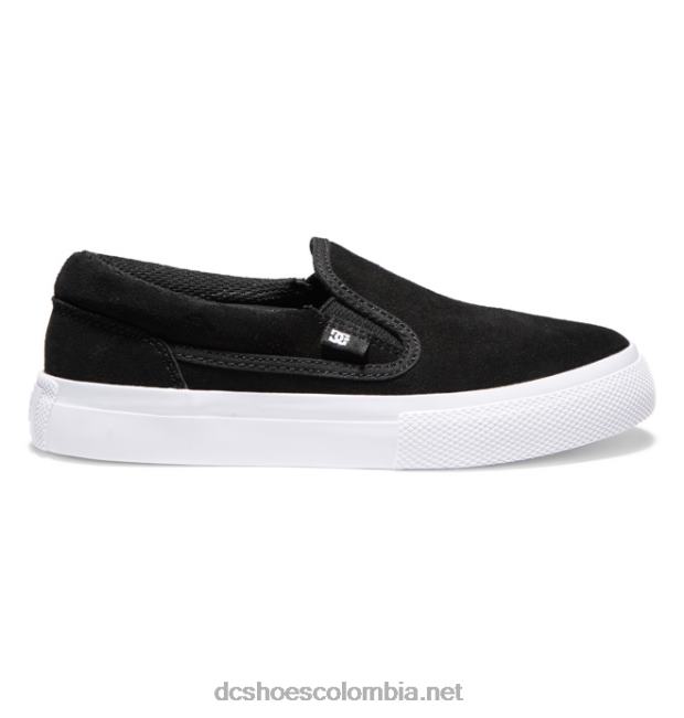 zapatos de gamuza sin cordones para niños manuales blanco negro DC Shoes X4RB0509