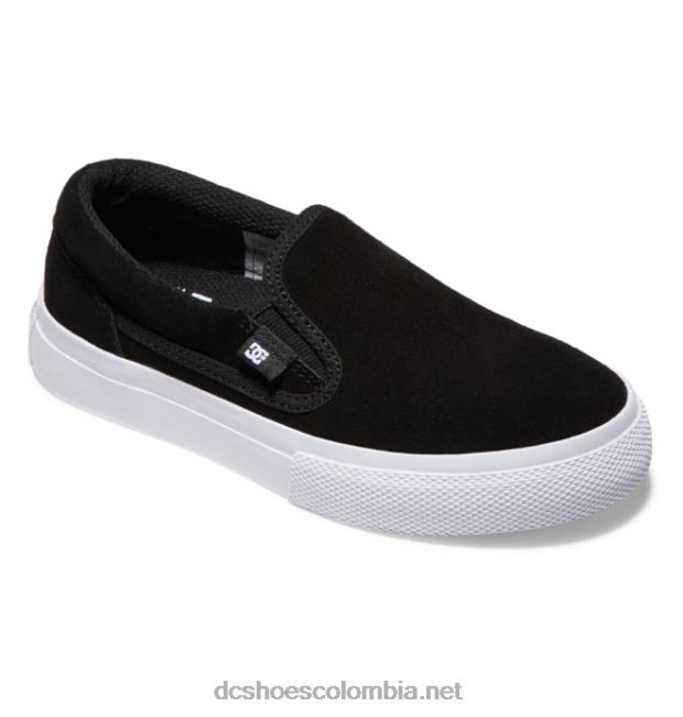 zapatos de gamuza sin cordones para niños manuales blanco negro DC Shoes X4RB0509