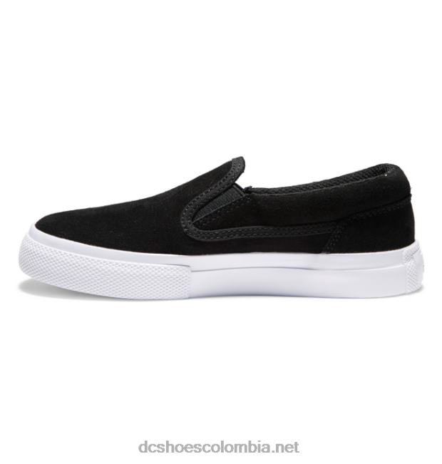 zapatos de gamuza sin cordones para niños manuales blanco negro DC Shoes X4RB0509