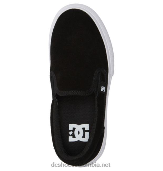 zapatos de gamuza sin cordones para niños manuales blanco negro DC Shoes X4RB0509