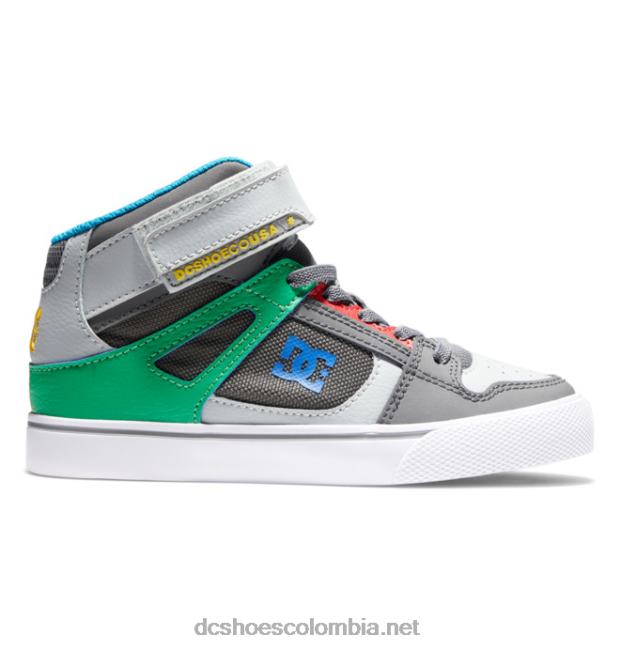 zapatos de caña alta con cordones elásticos puros para niños Verde gris DC Shoes X4RB0569