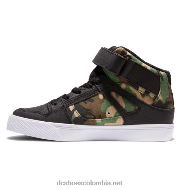 zapatos de caña alta con cordones elásticos puros para niños camuflaje negro DC Shoes X4RB0542