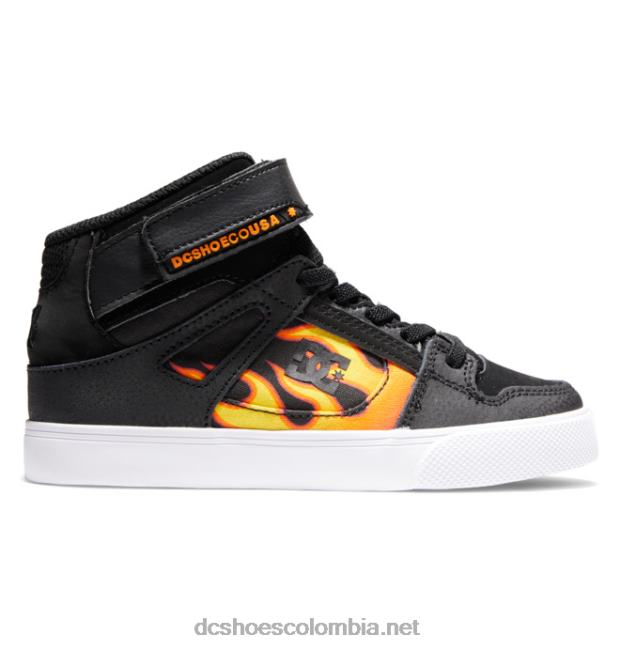 zapatos de caña alta con cordones elásticos puros para niños negro/llamas DC Shoes X4RB0523