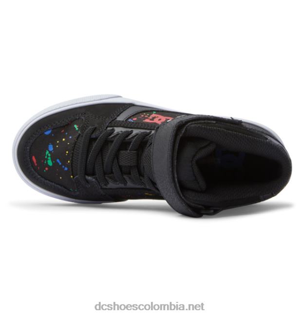 zapatos de caña alta con cordones elásticos puros para niños negro/salpicadura DC Shoes X4RB0526