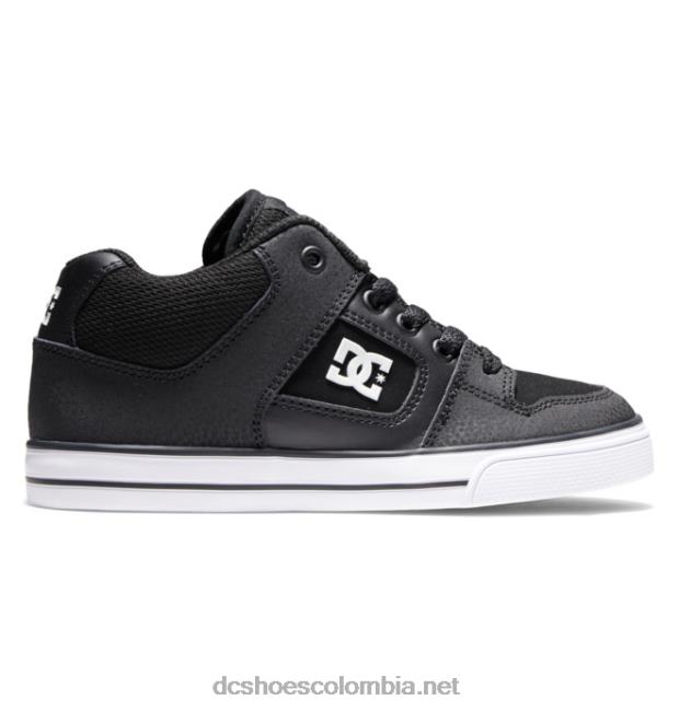 zapatos de caña media pure mid para niños blanco negro DC Shoes X4RB0556