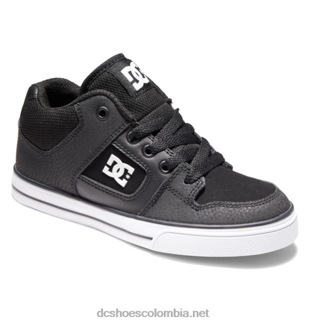 zapatos de caña media pure mid para niños blanco negro DC Shoes X4RB0556