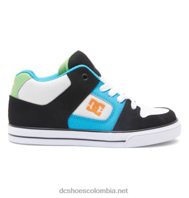zapatos de caña media pure mid para niños negro/blanco/azul DC Shoes X4RB0571