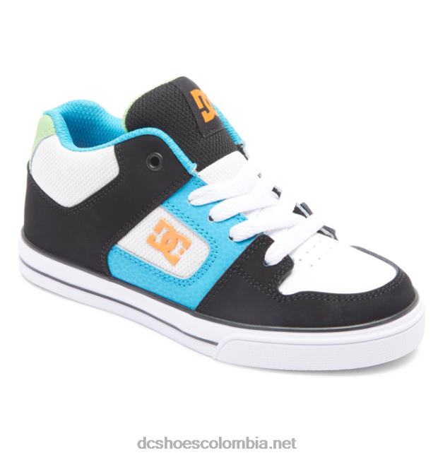 zapatos de caña media pure mid para niños negro/blanco/azul DC Shoes X4RB0571