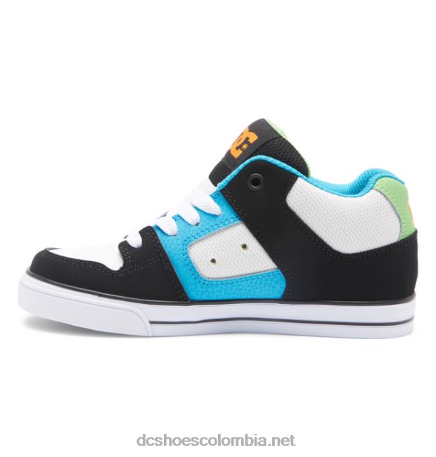 zapatos de caña media pure mid para niños negro/blanco/azul DC Shoes X4RB0571