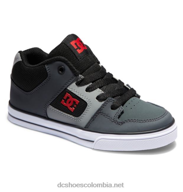 zapatos de caña media pure mid para niños negro/gris/blanco DC Shoes X4RB0549
